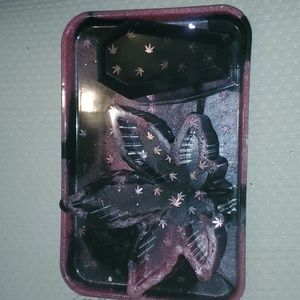 3 piece rolling tray smoker set pink and black resin epoxy